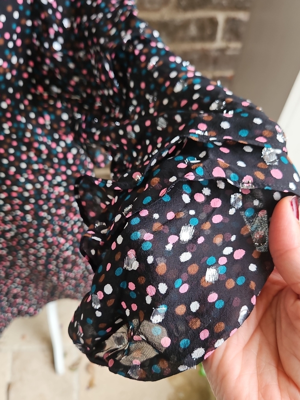 Diane Von Furstenburg Amalie Dress In Confetti Dots Black 95% Silk Size Small - Picture 3 of 5